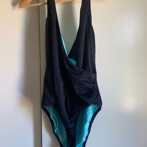 NWT J. Crew Blue One-Piece Halter Swimsuit Sz 12